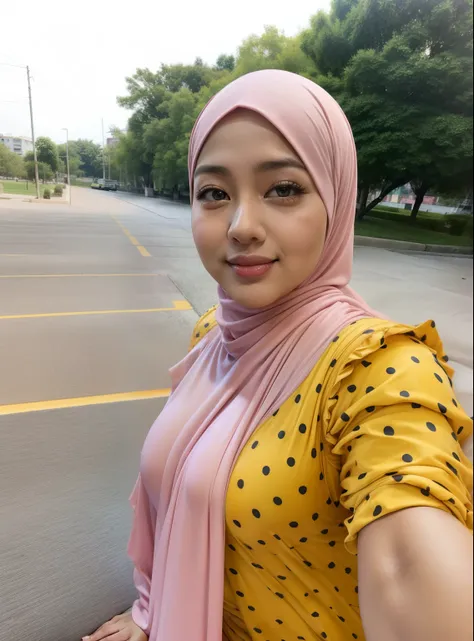 (64k, RAW photo, 1 matured malay girl with pink hijab, best quality, masterpiecel1.4), ((laying on a bed)), (realistic, photo-realistic:1.37), ((upper body poses)), photo of a women in pink hijab, (lighting), ((perfect-breasted:1.2)), ((seductive poses)), ...