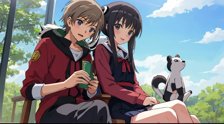 Anime skunk sitting in girls lap