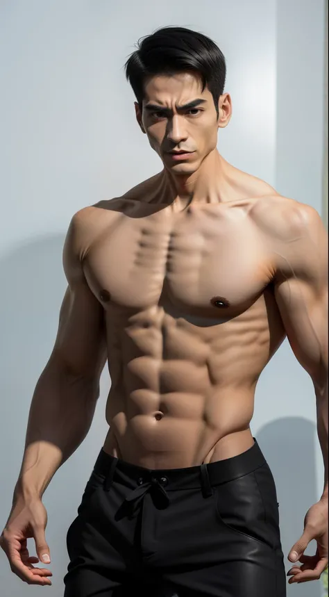 very thin adult male，A thin body，Protruding sternum，The waist is very thin，The ribs are noticeable，Protruding ribs，The pelvic protrusion is very obvious，The pelvis is markedly elevated，Legs are just skin and bones，White skin of the，thin shoulde，The waist i...