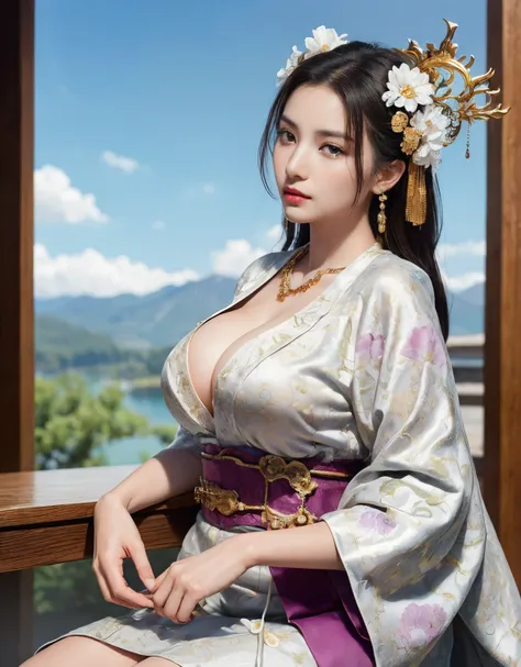 (heavy breasts)、top-quality、​masterpiece、超A high resolution、（Silver Dragon Armor）、(((Colossal tits))),dragon armor、(((large floral ornament on the head))),(((Detailed Micro Bikini))),(Wearing a beautiful crown made of jewels),(Photorealsitic:1.4)、Raw photo...