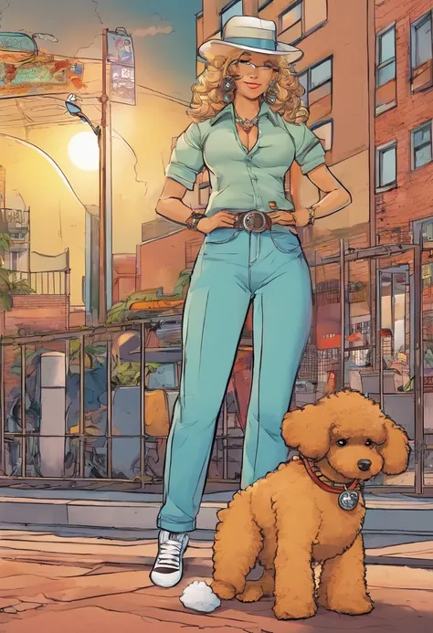 Quadrinhos americanos, The comic is presented in several irregular panels with colors. Micro Toy Poodle has a hard time running away from home, then reunites with her owner. Its owner is a little blond boy, in loose pants, camiseta larga e cabelos comprido...