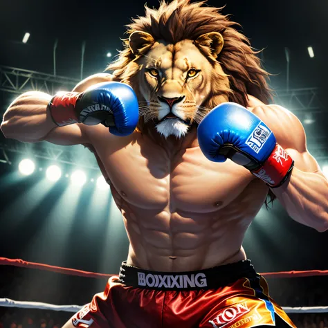 Boxing lion