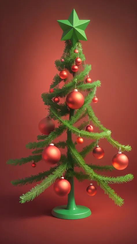 Create an image with a solid red background without elements with a Christmas tree coming out on the left side, without interfering in the middle and on the right side, leaving them free and without elements with a solid background. --auto --s2