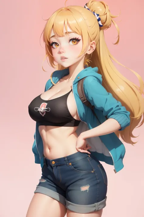 anime girl avec de gros seins posant dans un haut jaune et un jean, séduisante fille d’anime, Ilya Kuvshinov. 4 km, [ Art numérique 4 km ]!!, Style Anime 3D réaliste, Jolie fille d’anime, Artgerme extrêmement détaillé, Oppai, Style anime 4 K, Rendu photo r...