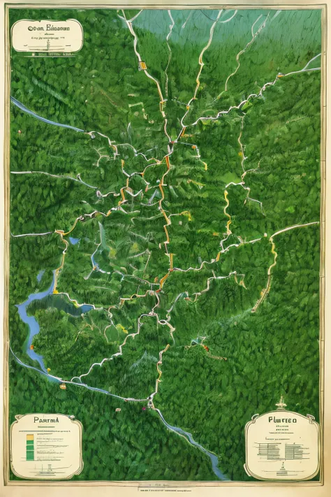 forest map drawn with stylus on parchment