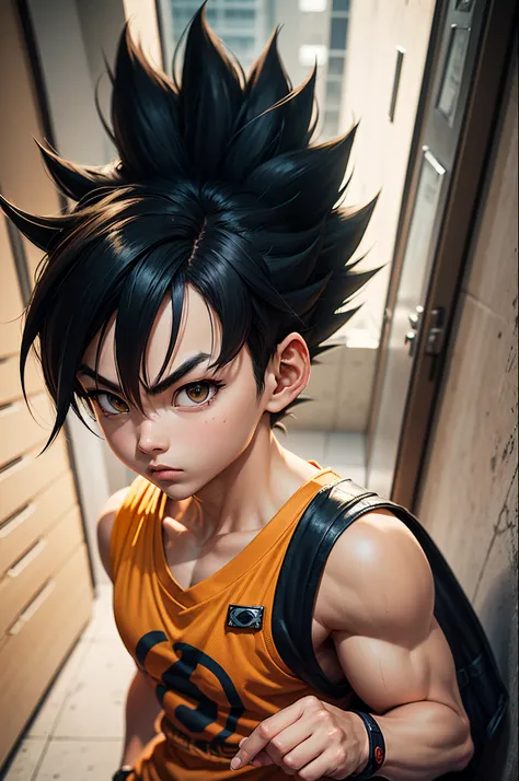 Anime - imagem de estilo de um homem com uma espada e uma camisa vermelha, arte conceitual de dragon ball, Estilo Akira Toriyama, estilo de arte de dragon ball, digital advanced anime art ", Retrato altamente detalhado de Goku, Akira Toriyama, arte detalha...