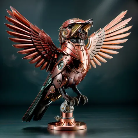 ((master part)), ((best quality)), 8k, alto detalhamento, ultra-detalhado, Um (vermelho:1.3) mechanical phoenix, selva