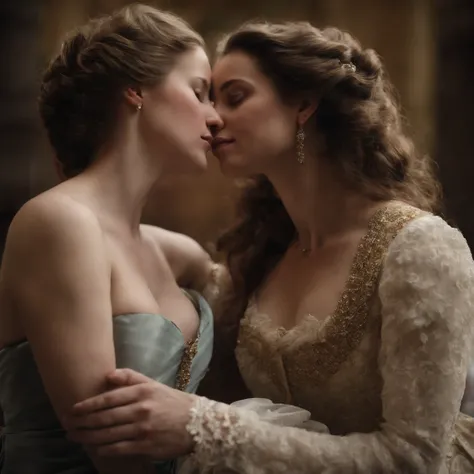 sexy princess anne of the UK age 20, lesbian, embracing her lesbian 20 year old lover who is a lover and a commoner and passionately kissing on the mouth and hands on each others breasts