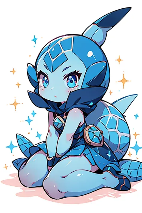 Wartortle human fusion ; glitter; full bod