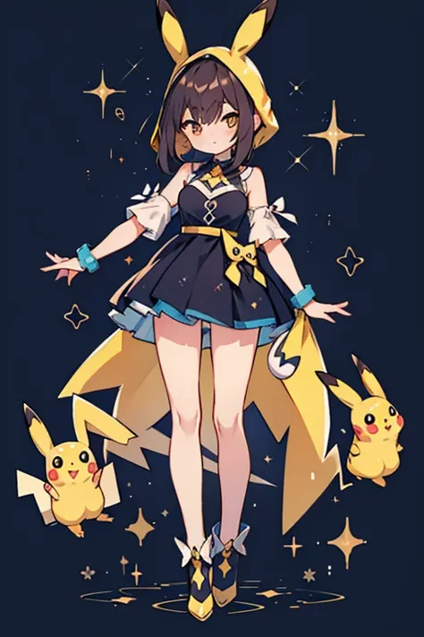 Pikachu human fusion ; glitter; full body