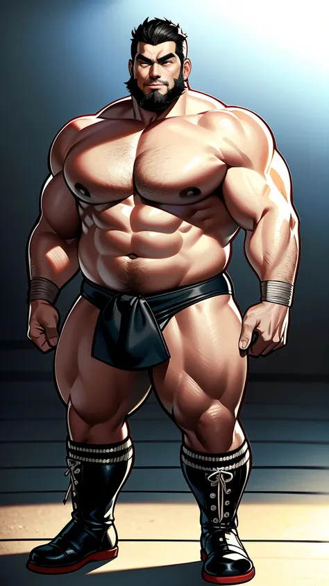 the only person，male people，Muscle wrestler，Muscular，Stout wrestler，Asian people，jpn，Uncles，60-year-old middle-aged man，Short hair details，Short hair details，Wrestling boots，Full body like，Panorama characters，WWE ring，WWE American professional wrestling，sp...