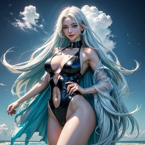 (2 Adult succubus:1.2), (Transparent melting swimwear:1.1) 、(​master piece, 8K resolution, Best Quality ), (hermaphrodite:1.6, androgyny:1.1), (A manly big crotch :1.6、Feminine physique:1.2、Feminine face), Sexy Pose, wet and messy hair, (high-level image q...