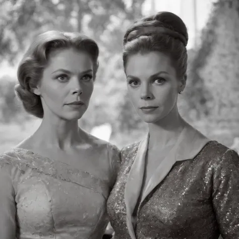 Elizabeth Montgomery as Samantha Stephen with Elizabeth Montgomery Serina, full body