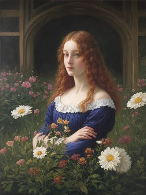 ophelia pre raphaelite, flowers, blossom, village