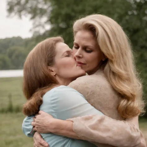 Elizabeth Montgomery as Samantha Stephen hugging and making out with Elizabeth Montgomery Serina, full body