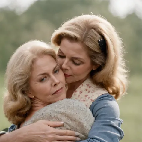 Elizabeth Montgomery as Samantha Stephen hugging and lesbian kissing with Elizabeth Montgomery Serena,  feeling butts,  feeling breasts, full body