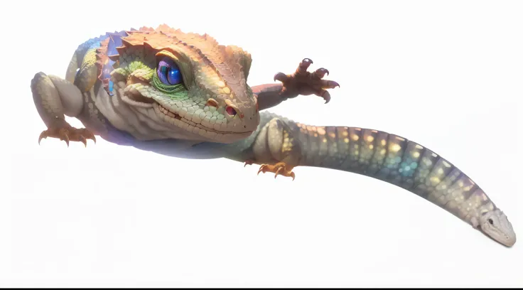 1 cute lizard，Waving his paws, Anthropomorphic expression, plethora of colors, exquisitedetails, tmasterpiece, actual，art  stations, CG, actual, illusory engine , True light and shadow, Beautiful rich colors, stunning detailed, high qulity