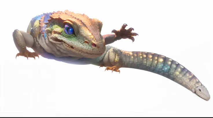 1 cute lizard，Waving his paws, Anthropomorphic expression, plethora of colors, exquisitedetails, tmasterpiece, actual，art  stations, CG, actual, illusory engine , True light and shadow, Beautiful rich colors, stunning detailed, high qulity