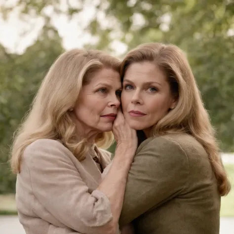 Elizabeth Montgomery as Samantha Stephen hugging and passionately kissing with Elizabeth Montgomery Serena,  with hands on butts, full body