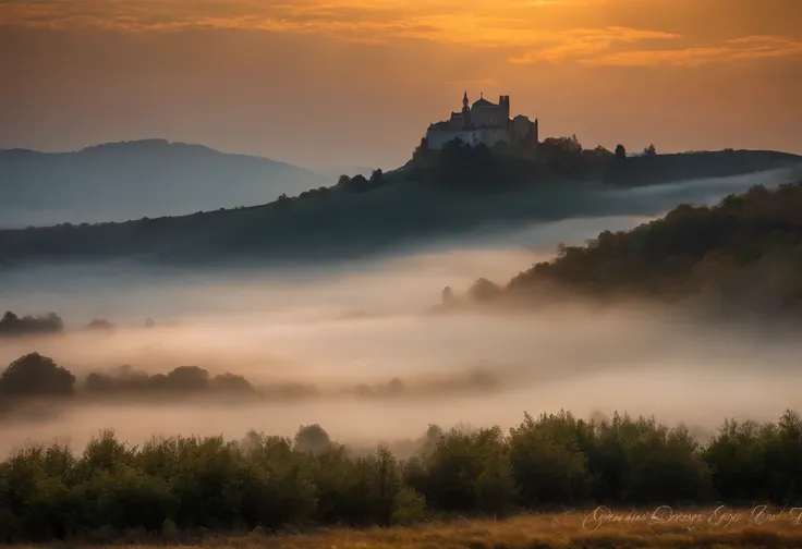 Ride the wind，Cloud fog，in the early morning