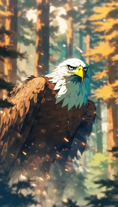 double exposure of an eagle and a forest