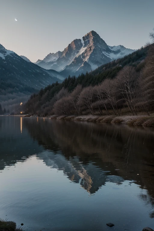 (best quality,4k,8k,highres,masterpiece:1.2),ultra-detailed,(realistic,photorealistic,photo-realistic:1.37),ink painting,small boat,mountain,river,night sky,detailed ink strokes,ethereal atmosphere,Ming Dynasty style,subtle shades of blue and black,serene ...