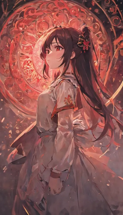 animemanga girl，Long black hair，whiteskirt，red rose, Tattooed with, Delicate and beautiful eyes, guweiz, guweiz on pixiv artstation, detailed digital anime art, Beautiful anime girls, guweiz on artstation pixiv, Anime style 4k, Guys, a beautiful anime port...