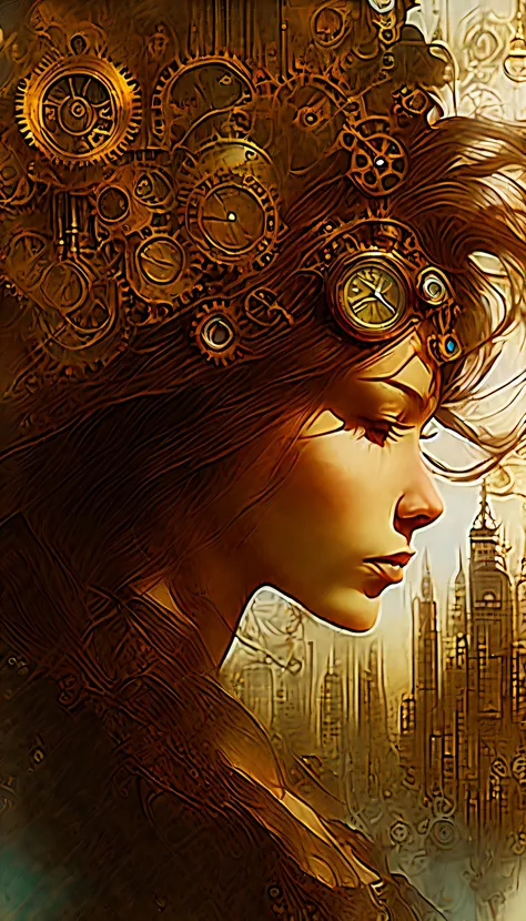 (((double exposure art of female head and intricate steampunk cityscape:1.8))), mythical, (((translucent:1.4))), forest punk background, beauty long hair, (((highest quality:1.1))), highly quality, (crisp clarity that is unmatched:1.2), breathtaking intric...