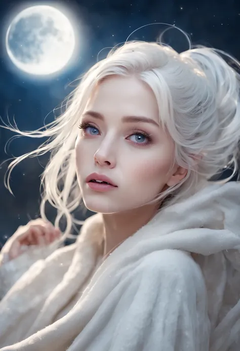 Masterpiece, (Best Quality: 1.2), (Super Fine: 1.2), Illustration, (Extremely Delicate and Beautiful: 1.2), Film Angle, Floating, (Beautiful Detail Eye: 1.1), (Detail Light: 1.1), Film Lights, Delicate Sky, Woman, White Hair, Blue Eyes, (High Ponytail: 1.1...