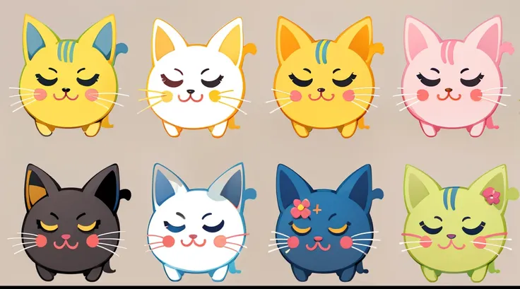 stickers, cute cat, simple backgrounds , handbook