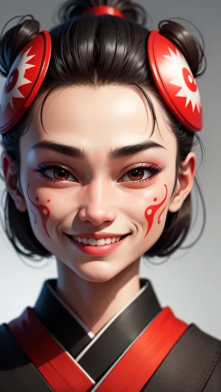 Portrait mask, illustrator, masterpiece, high quality, 8k, high resolution, high detail, japan, (Prawaka: 1.2), horror, evil, smile, front, close-up, looking at the viewer