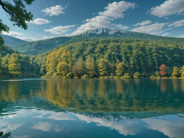 lake, landscape, water, river, nature, sky, mountain, forest, tree, mountains, summer, green, trees, view, autumn, park, croatia, travel, beauty, scenery, panorama, scenic, plitvice, blue, reflection