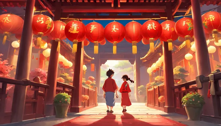 Very beautiful Chinese New Year scene，Large depth of field perspective，NOhumans，Vivid effects and details，Excellent picture quality，A high resolution