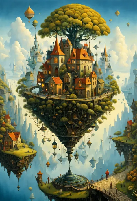 human thoughts art, elegant extremely detailed fantasy, intricate oil on canvas, crisp quality, Epic, extremely beautiful art by Gediminas Pranckevicius, Jacek yerka, Android jones, Thomas Kinkade