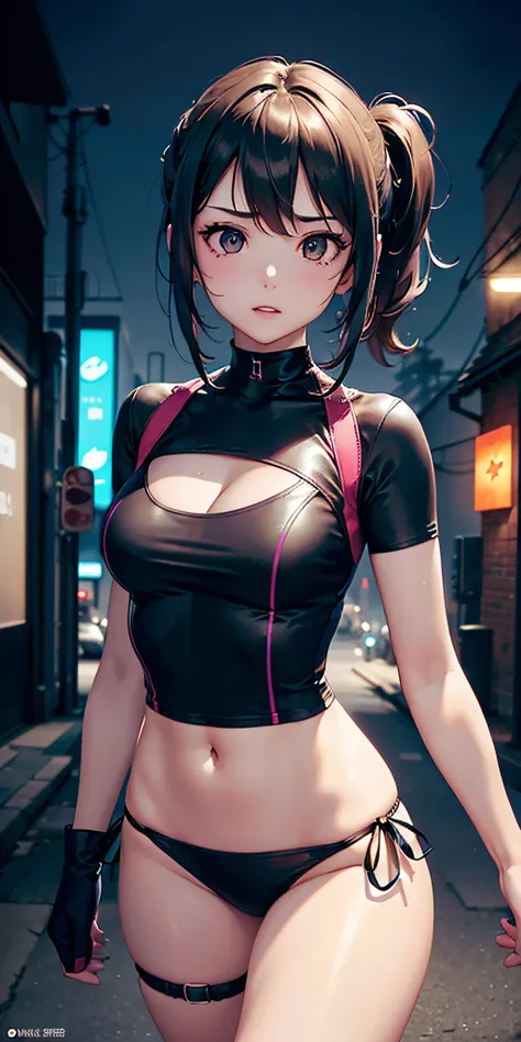 (((professional: step by step, considering even the smallest detail god level final result))): "Zettai Ryouiki, 50% Revealing clothing, Show skin, ((Rave shirt, Low-cut shirt, Rave miniskirt, Visible thong straps)), (with a rave outfit:1.2, 50% Rave clothi...