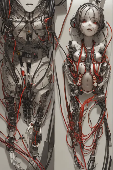 NSFW(((On the table))), (((Best quality at best))), ((ultra - detailed)), (very detailed photo), ((Extremely Delicately Beautiful)),(Cute and delicate face),电影灯光,((1. Mechanically synthesized zombie girl)),Alone,full bodyesbian,(Machine made joints:1.4),((...