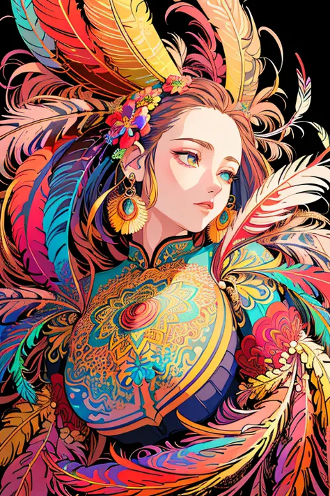 (masterpiece, top quality, best quality, official art, beautiful and aesthetic:1.2), (1girl:1.3), extremely detailed,(fractal art:1.1),(colorful:1.1)(flowers:1.3),highest detailed,(zentangle:1.2), (dynamic pose), (abstract background:1.3), (shiny skin), (m...