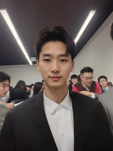 (a man in a well-tailored suit, Cai Xukun, Yanjun Cheng, Wenjun Lin, a thin-faced 17-year-old boy, Xi Xiong Wu, Xin Tong Chen, Jinyiwei, a Korean man, Wenfei Ye, inspired by Bian Shoumin, Yi Hao Ren, adorable Korean face), illustratio, (best quality, 4k, 8...