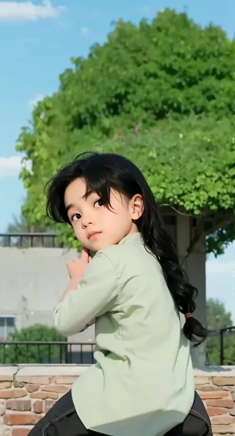 Real life adaption of this character ,The handsome face of a little boy, realistic exactly same hair , (realistic same outfit), realistic background , realistic light, realistic shadow, realism, hyper realistic,(photorealistic:1.2), normal small eyes,