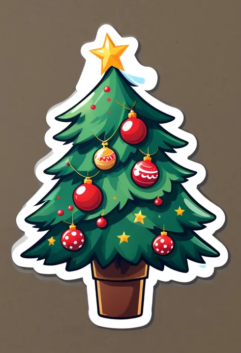 One sticker, christmas,A Christmas tree,simple backgound