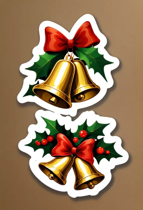 One sticker, christmas,1 pair of Christmas bells，simple backgound