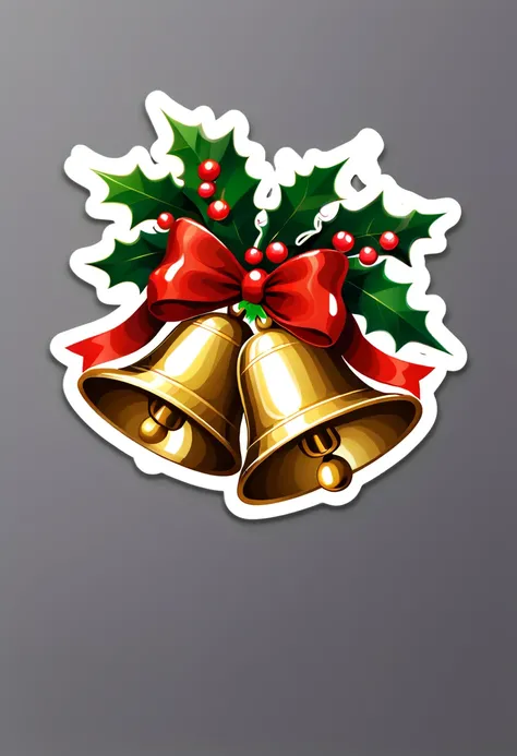 One sticker, christmas,1 pair of Christmas bells，simple backgound