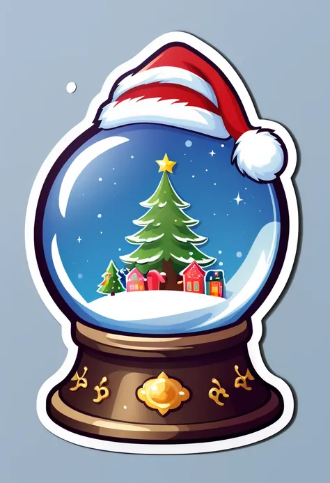 One sticker, christmas,1 crystal ball，simple backgound