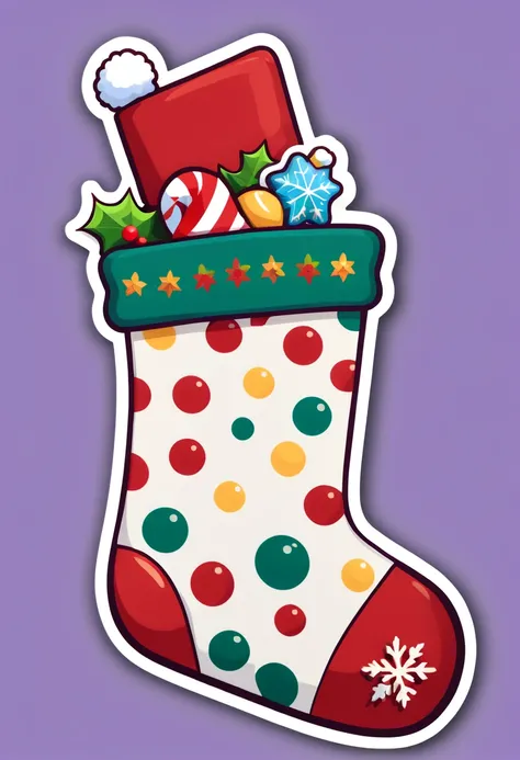 One sticker, christmas, 1 Christmas stocking，simple backgound