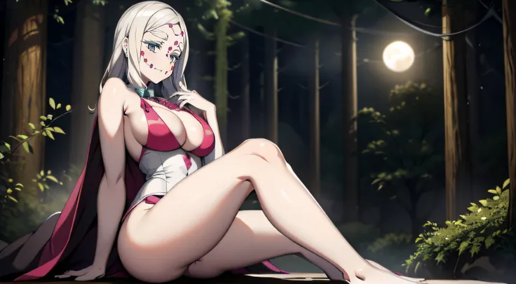 One Demon Girl, Masterpiece, Best Quality, sitting on the grass, in full height (Body Full 1.1.), Beautiful waist, nice feet, hiquality, Highly detailed face, Depth of field, HDR, Very detailed, Ray Tracing, full - body, Dark Fantasy, Demon Tattoo, Ultra B...