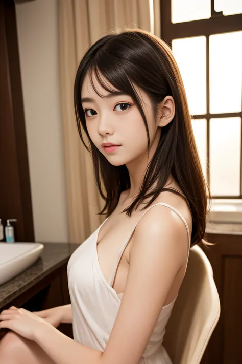 ryokan、Bath、tiny chest、small tits、Young shiny shiny white shiny skin、Best Looks、shiny light hair、a small face、cute 18yo girl