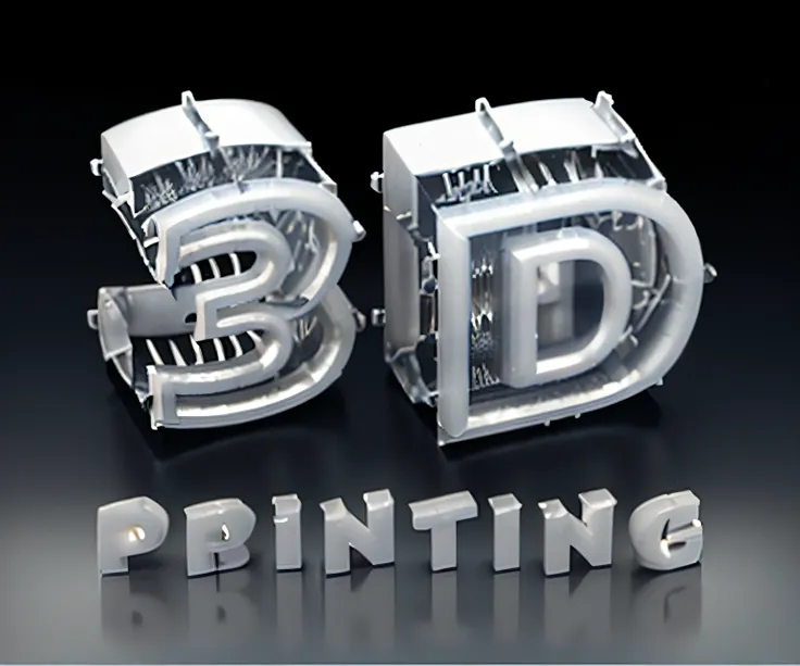 Print with the letters &quot;3D PRINTING&quot;，Letters present the technological feel of 3D printing，Clear details，The shell has a bit of blue light，high-definition picture quality。