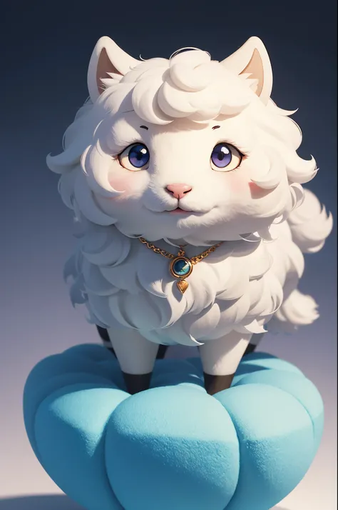 8K,Cute little surreal sheep with different colored eyes wary necklace、Chibi、Adorable and fluffy、Logo Design、comic strip、cinematic lighting effect、A charming、3D Vector Art、Cute and quirky、Fantasyart、bokeh dof、handdraw、digitial painting、Soft lighting、Isomet...