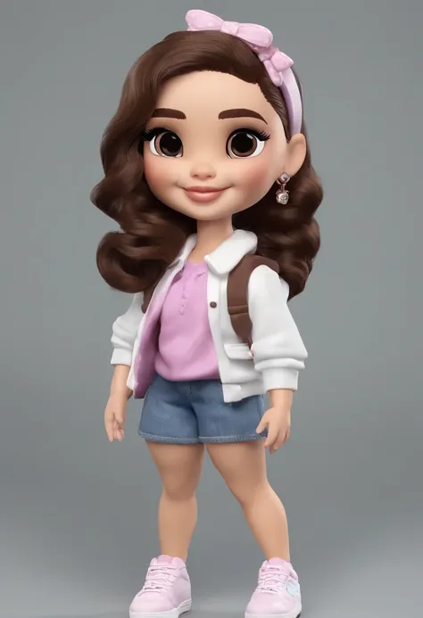 imagem de alta qualidade de uma boneca chibi boneca chibi, dua lipa, estilo filme barbie 2023, Detalhes delicados, fundo branco, solid background, feliz, sorrindo, corpo inteiro,standingn, corpo inteiro, white sneakers, style Clueless movie,menina sorriden...