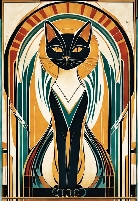 cat, art deco